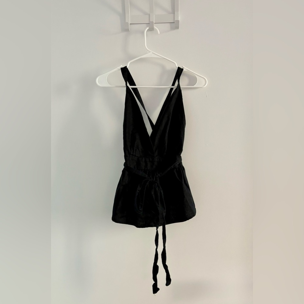 Free People Black Linen Tank